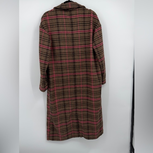 Wild Fable Plaid Long Coat Pink Brown Wool Blend Size Small - Picture 5 of 6